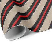 Papier Cadeau Rustique Kraft Black Red Wide Stripe Holiday (Coin rond)