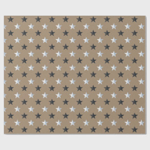 Papier Cadeau Rustique Kraft Black Silver Stars