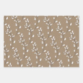 Papier Cadeau Rustique Kraft Blanc Feuille de tige verte (Devant 3)