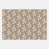 Papier Cadeau Rustique Kraft Blanc Feuille de tige verte (Devant 2)