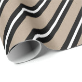 Papier Cadeau Rustique Kraft Blanc Noir Vacances à grande bande (Coin rond)