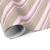 Papier Cadeau Rustique Kraft Blush Pink Stripes vacances (Coin rond)