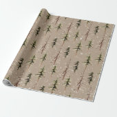 Papier Cadeau Rustique Kraft Bois Sparse Scraggly Spruce Trees (Déroulé)