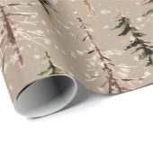 Papier Cadeau Rustique Kraft Bois Sparse Scraggly Spruce Trees (Coin rond)