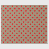 Papier Cadeau Rustique Kraft Bright Red Stars (Plat)