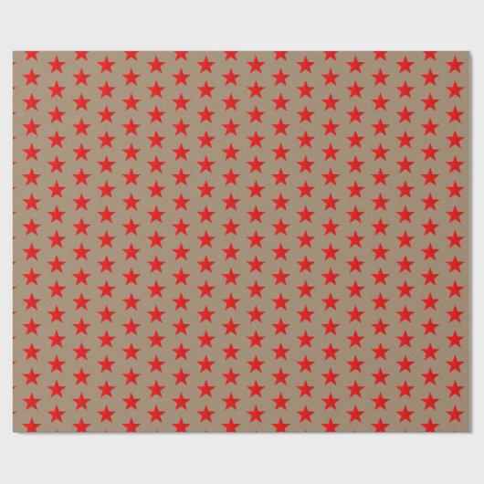 Papier Cadeau Rustique Kraft Bright Red Stars Envelopper le papi (Plat)