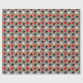 Papier Cadeau Rustique Kraft Bright Red White & Blue Stars (Plat)