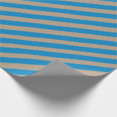 Papier Cadeau Rustique Kraft Capri Bleu Large bande vacances (Coin)