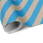 Papier Cadeau Rustique Kraft Capri Bleu Large bande vacances (Coin rond)