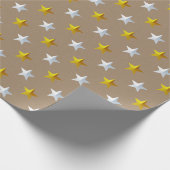 Papier Cadeau Rustique Kraft Gold Silver Stars (Coin)
