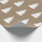 Papier Cadeau Rustique Kraft Gros bois blanc arbres de Noël (Coin)