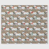 Papier Cadeau Rustique Kraft hiver Chevaux de Noël blancs (Plat)
