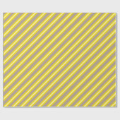 Papier Cadeau Rustique Kraft Jaune Blanc Vacances à grande bande (Plat)