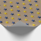 Papier Cadeau Rustique Kraft Navy Blue Gold Stars (Coin)