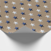 Papier Cadeau Rustique Kraft Navy Blue Silver Stars (Coin)