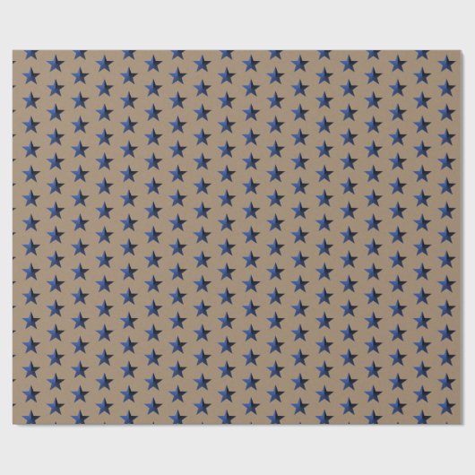 Papier Cadeau Rustique Kraft Navy Blue Stars Wrapper Papier (Plat)