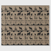 Papier Cadeau Rustique Kraft Nordic Sweater Black Winter Animaux (Plat)