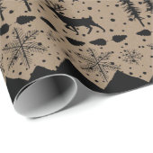 Papier Cadeau Rustique Kraft Nordic Sweater Black Winter Animaux (Coin rond)