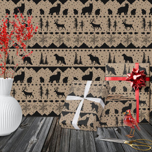 Papier Cadeau Rustique Kraft Nordic Sweater Black Winter Animaux