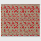 Papier Cadeau Rustique Kraft Nordic Sweater Red Winter Animaux (Plat)