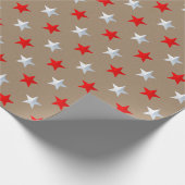Papier Cadeau Rustique Kraft Red Silver Stars (Coin)