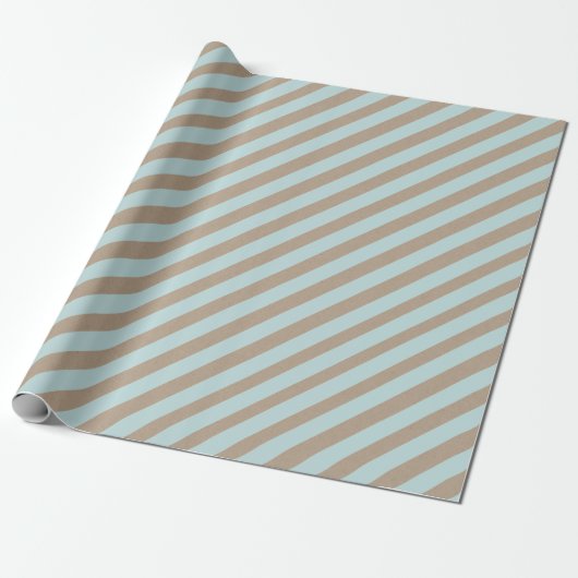Papier Cadeau Rustique Kraft Sage Green Large Stripe Holiday (Déroulé)