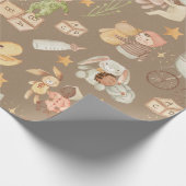 Papier Cadeau Rustique Kraft Toute Ethnicité Baby Grand Motif (Coin)