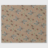 Papier Cadeau Rustique Kraft Toutes les épinettes d'hiver cônes  (Plat)