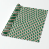 Papier Cadeau Rustique Kraft Vert Blanc Vacances à grande bande (Déroulé)