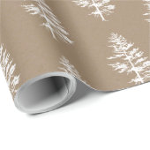 Papier Cadeau Rustique Kraft White Woodland Spruce Tree (Coin rond)
