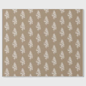 Papier Cadeau Rustique Kraft White Woodland Spruce Tree (Plat)