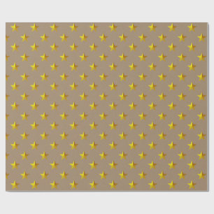 Papier Cadeau Rustique Kraft Yellow Gold Stars