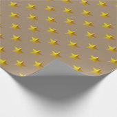 Papier Cadeau Rustique Kraft Yellow Gold Stars (Coin)