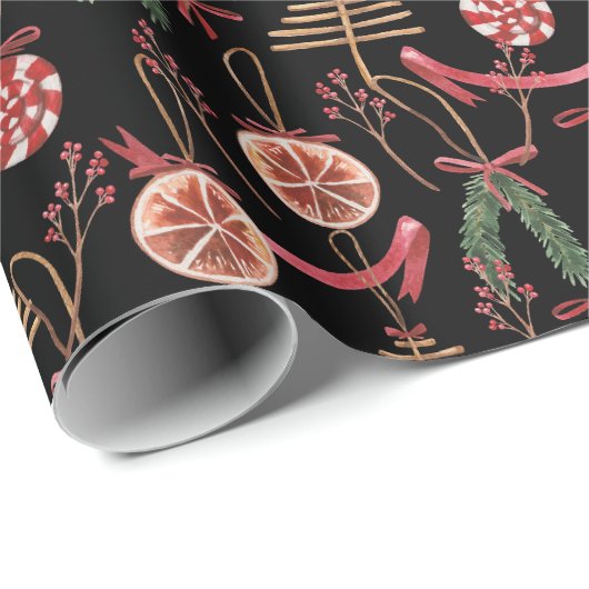 Papier Cadeau Rustique moderne Abstrait Motif de Noël hiver (Coin rond)