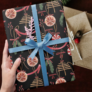 Papier Cadeau Rustique moderne Abstrait Motif de Noël hiver
