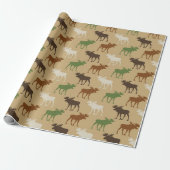 Papier Cadeau Rustique Moose Motif (Déroulé)