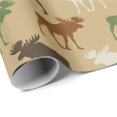 Papier Cadeau Rustique Moose Motif (Coin rond)