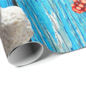 Papier Cadeau Rustique Nautique Bleu Burlap Starfish (Coin rond)