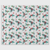 Papier Cadeau Rustique Noël Holly sur la grange blanche Motif en (Plat)
