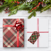 Papier Cadeau Rustique Noël Rouge Vert En vichy Plaid Cadeau