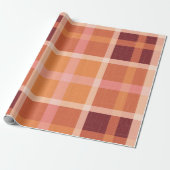 Papier Cadeau Rustique Orange Automne Plaid Tartan (Déroulé)