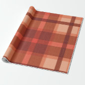 Papier Cadeau Rustique Orange Automne Plaid Tartan Enveloppement (Déroulé)