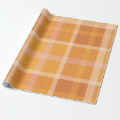 Papier Cadeau Rustique Orange Automne Plaid Tartan Enveloppement (Déroulé)