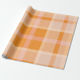 Papier Cadeau Rustique Orange Automne Plaid Tartan Enveloppement