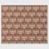 Papier Cadeau Rustique Pays Arc-en-ciel Coeur en bois (Plat)