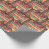 Papier Cadeau Rustique Pays Arc-en-ciel Coeur en bois (Coin)