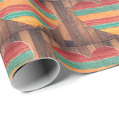 Papier Cadeau Rustique Pays Arc-en-ciel Coeur en bois (Coin rond)