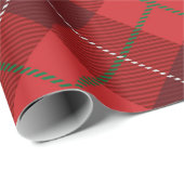 Papier Cadeau Rustique Pays Rouge Blanc et Vert Plaid Noël (Coin rond)