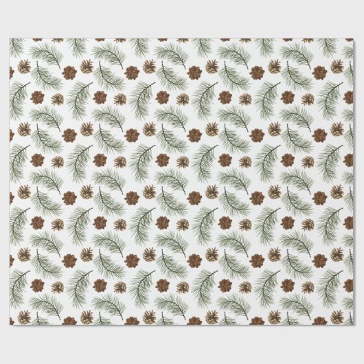 Papier Cadeau Rustique Pinecone Pine Tree Feuille Motif cadeau (Plat)