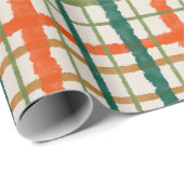 Papier Cadeau Rustique Retro Peint Noël Plaid Motif (Coin rond)